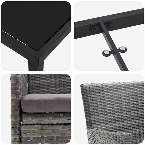 vidaXL Trädgårdsmöbelset med kudde 9 pcs Grå konstrotting