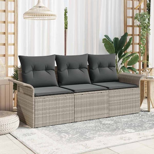 vidaXL Soffset med kudde 3 pcs Grå konstrotting