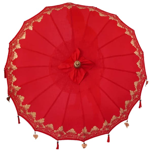 vidaXL Balinesisk Parasol Rød (180-190) x 260 cm Bomull og solid tre