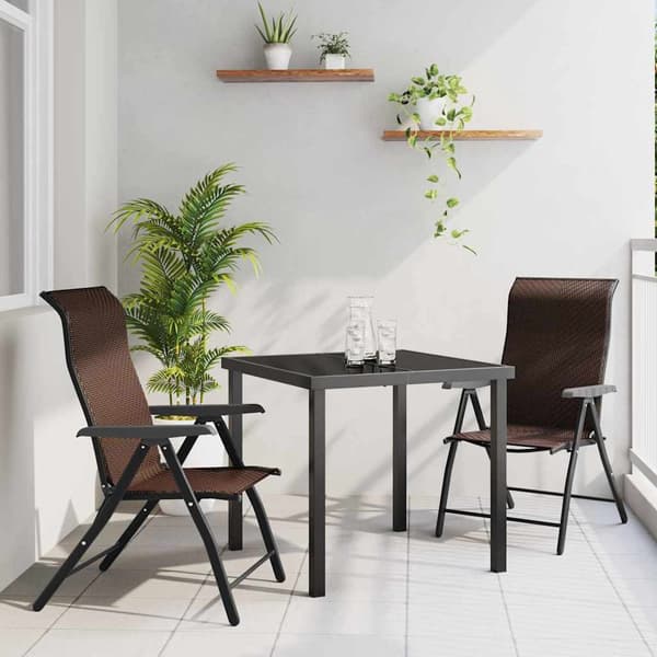 vidaXL Trädgårdsmöbelset 3 pcs Brun Pulverlackerat stål