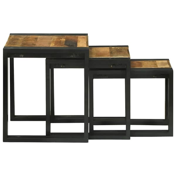 vidaXL Nesting Bord 3 pcs Brun og svart Solid mango tre og metall