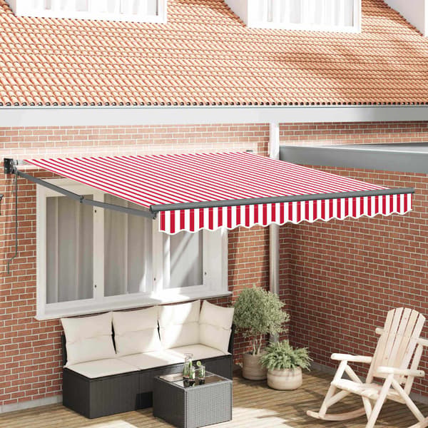 vidaXL Utfällbar markis Röd och Vit 300 x 250 cm