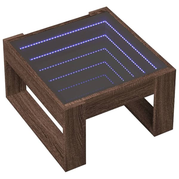 vidaXL Salongbord med Infinity LED brun eik 50x53x30 cm
