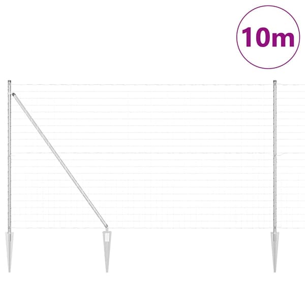 vidaXL Stängsel med stolpe Silver 1,5 x 10 m Stål
