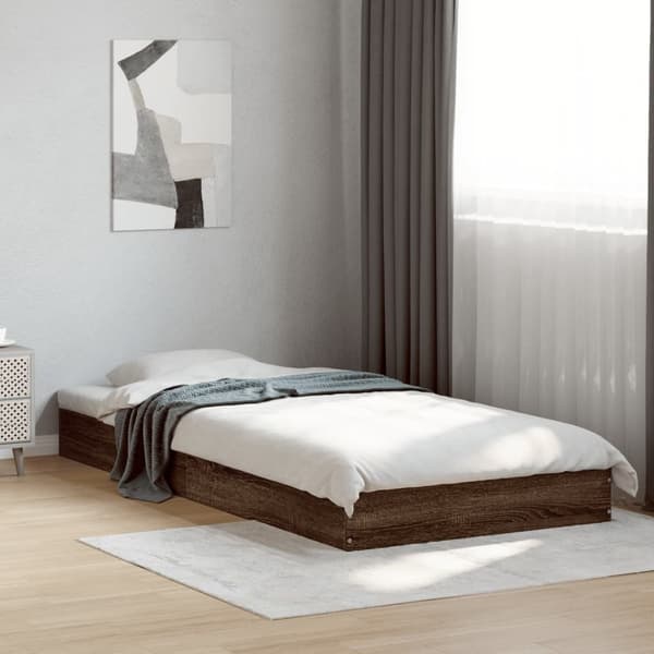 vidaXL Sängram brun ek 75x190 cm konstruerad trä