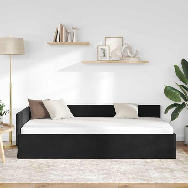 vidaXL Hörnssängram Svart 90 x 190 cm Sammet