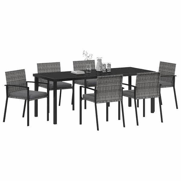 vidaXL Trädgårdsmöbelset 6 pcs Grå Pulverlackerat stål