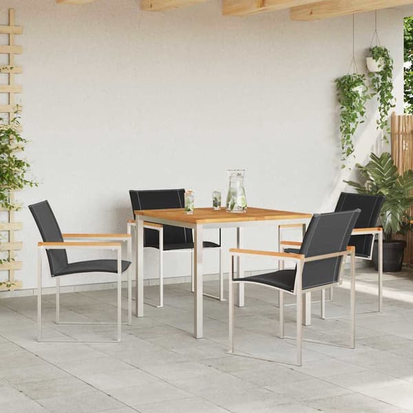 vidaXL Hage Spisegruppe 5 pcs Brun Solid akasietre