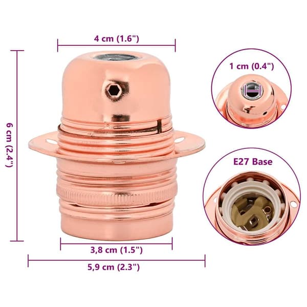 vidaXL Lampeholdere 2 stk rosa gull E27