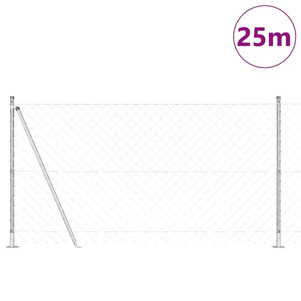 vidaXL Gjerdepåle sølv 25 x 1,2 m (60 x 60 mm mesh) Stål