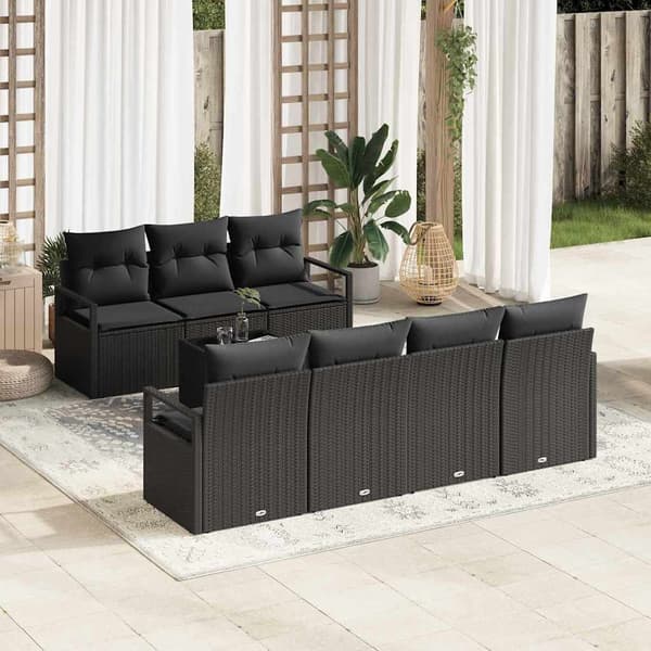 vidaXL Soffset med kudde 8 pcs Svart konstrotting