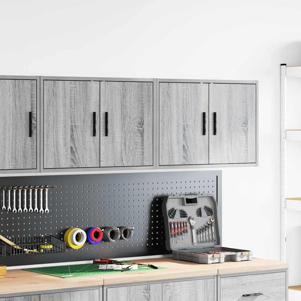 vidaXL Väggskåp för garage 2 delar grå Sonoma konstruerat trä