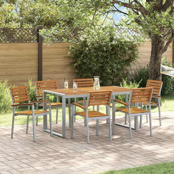 vidaXL Hage Spisegruppe 7 pcs Grå Solid akasietre