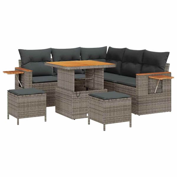vidaXL Trädgårdsoffset 8 pcs Grå Poly Rattan och Pulverlackerad Stål