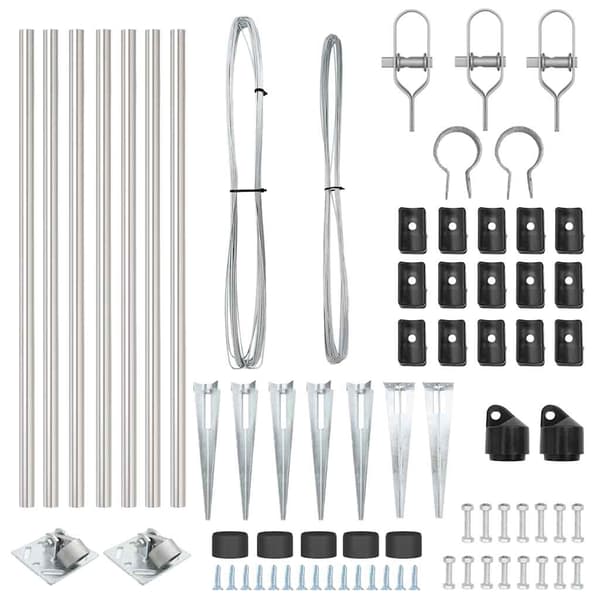 vidaXL Stängselstolpe 7 pcs Silver Stål