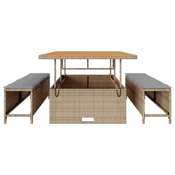 vidaXL Trädgårdsmöbelset Beige konstrotting