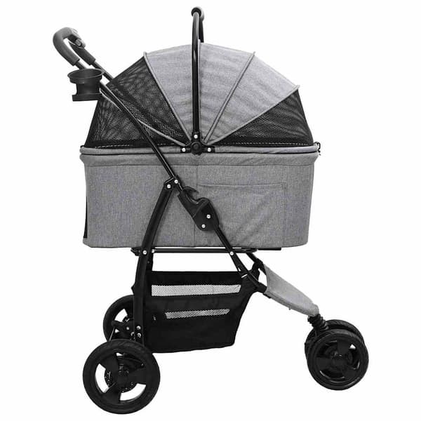 vidaXL Sammenleggbar kjæledyrvogn Grå 78 x 54 x 101 cm Polyester