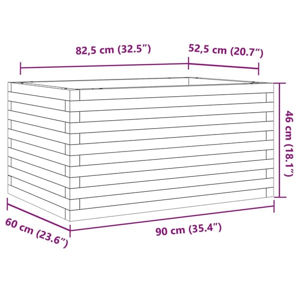 vidaXL Odlingslåda 90x60x46 cm massivt furuträ