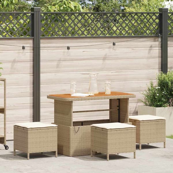 vidaXL Trädgårdsmöbelset Beige konstrotting