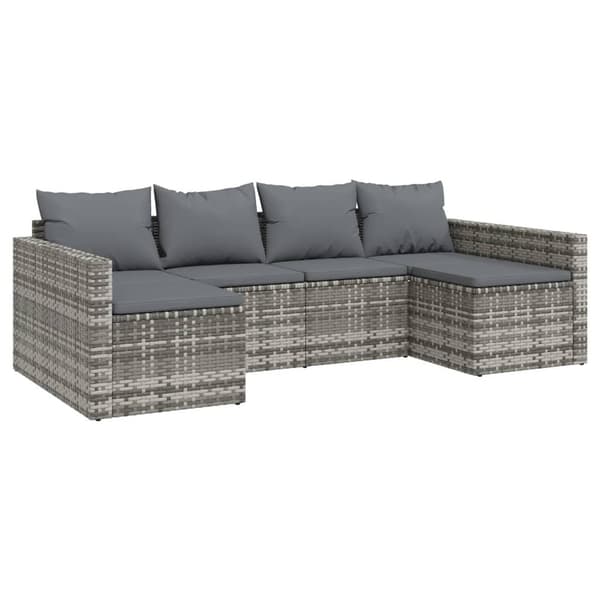 vidaXL Loungegrupp med dynor 2 delar grå konstrotting
