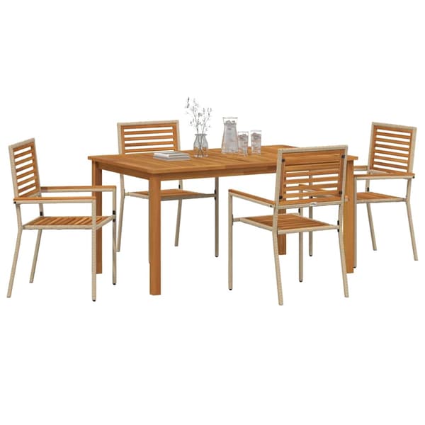 vidaXL Hage Spisegruppe 5 pcs Beige Solid akasietre