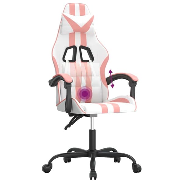 vidaXL Gamingstol vit och rosa konstläder