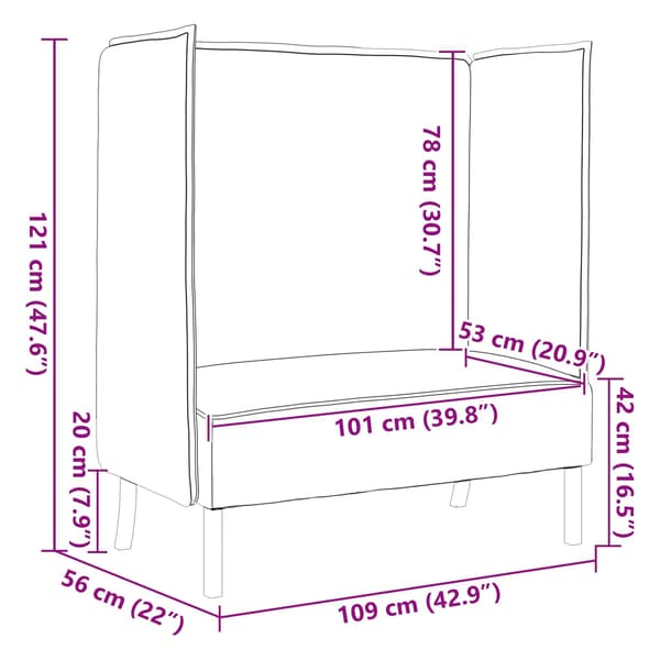 vidaXL Hög Ryggsoffa 101cm Ljusgrå tyg
