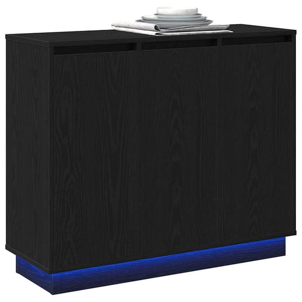 vidaXL Sideboard med LED, Svart Eik, 90x32x75 cm, Laget av Tre