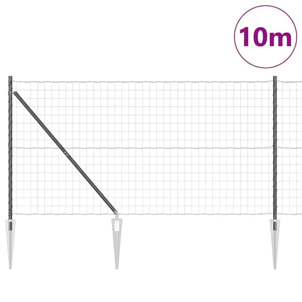 vidaXL Gjerde med stolpe Grå 1,2 x 10 m Stål