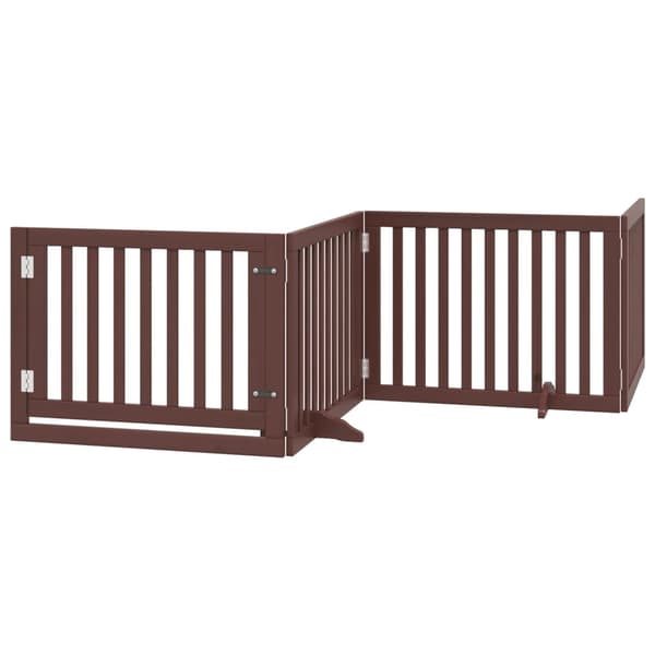 vidaXL Hundeport sammenleggbar 4 paneler brun 320 cm poppeltre