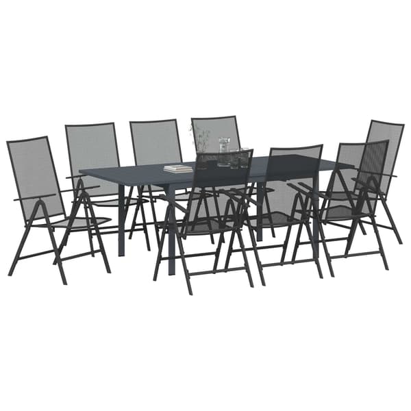 vidaXL Trädgårdsmöbelset 9 pcs Antracit Stål