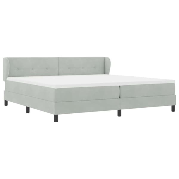 vidaXL Bäddfjäder med madrass Ljusgrå 200 x 200 cm Sammet