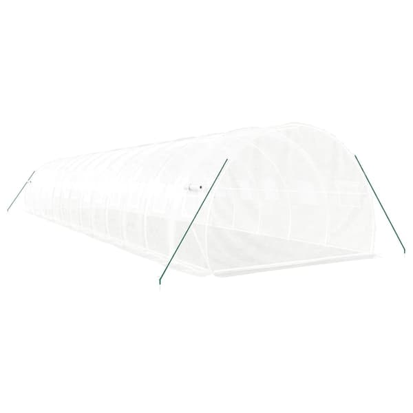 vidaXL Växthus med stålram vit 42 m² 14x3x2 m