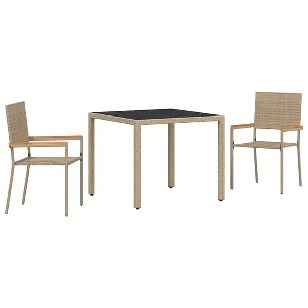 vidaXL Trädgårdsmöbelset 3 pcs Beige konstrotting