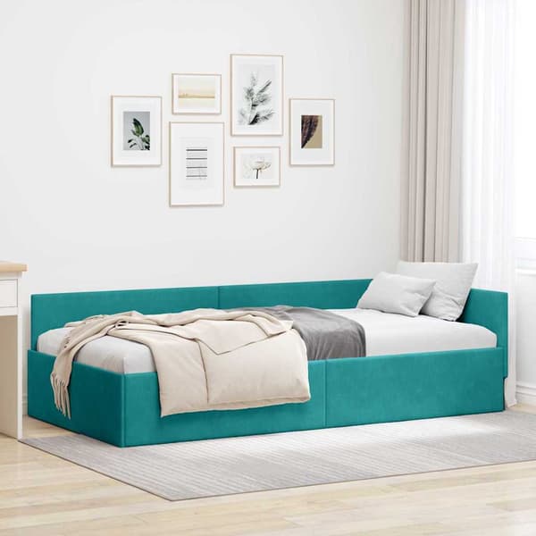 vidaXL Hörnssängram Turkos 80 x 200 cm Sammet