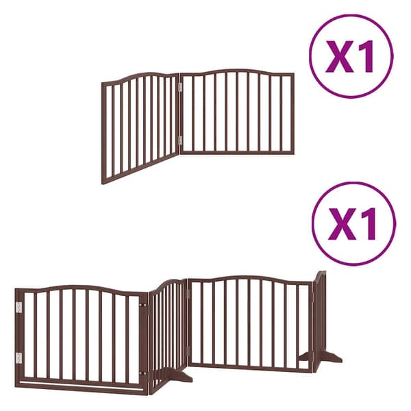 vidaXL Hundgrind med dörr vikbar 6 paneler brun 480 cm poppel