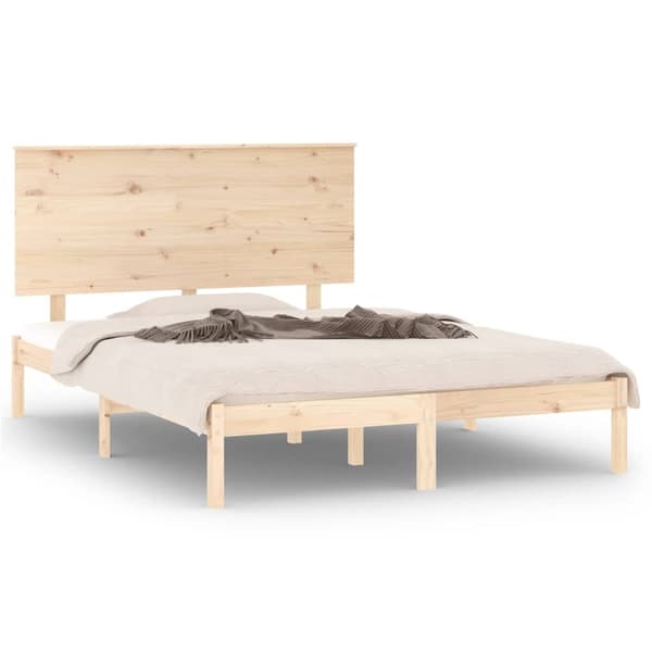 vidaXL Sängram massiv furu 140x190 cm