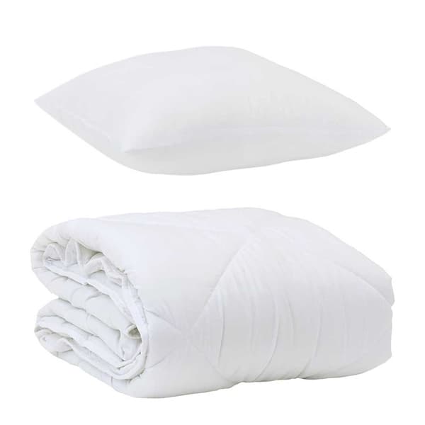 vidaXL Duntäcke med kudde med kudde 2 pcs Vit Mikrofiber