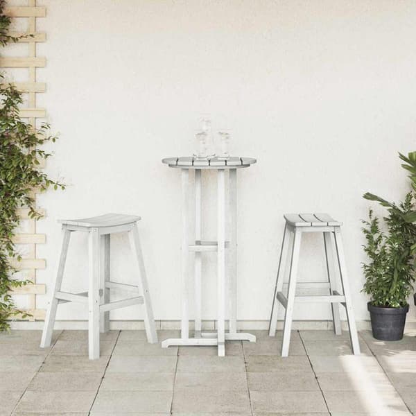 vidaXL Trädgårds Bar Set 3 pcs Vit HDPE