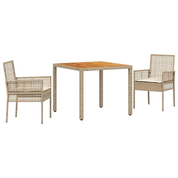 vidaXL Trädgårdsmöbelset 3 pcs Beige konstrotting