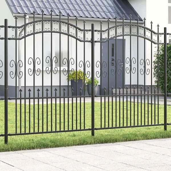 vidaXL Trädgårdsstängsel Kampen Grå 240 x 202,5 cm Pulverlackerad stål