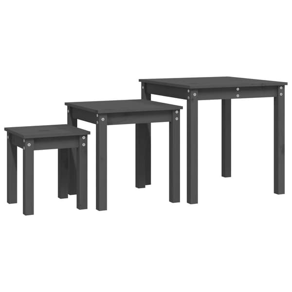 vidaXL Stablebord 3 stk grå heltre furu