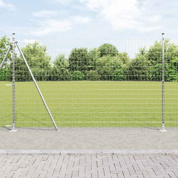 vidaXL Gjerde med stolpe sølv 1,6 x 10 m Stål