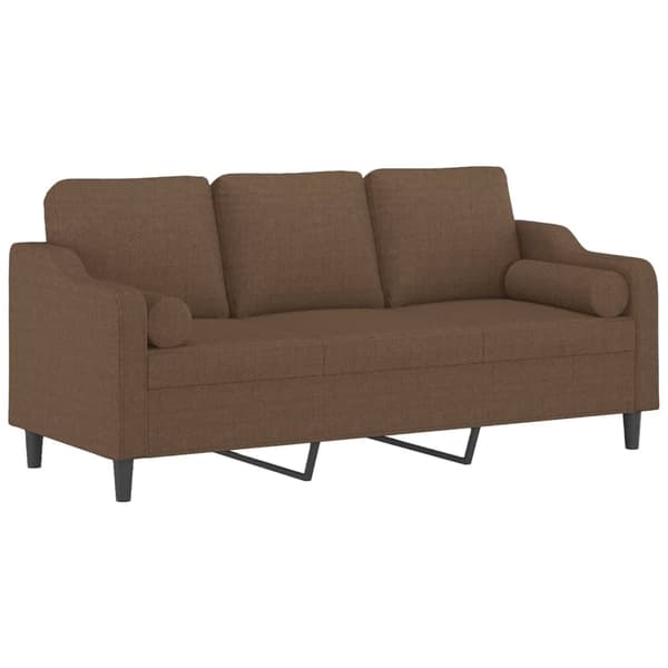 vidaXL 3-sits soffa med prydnadskuddar brun 180 cm tyg