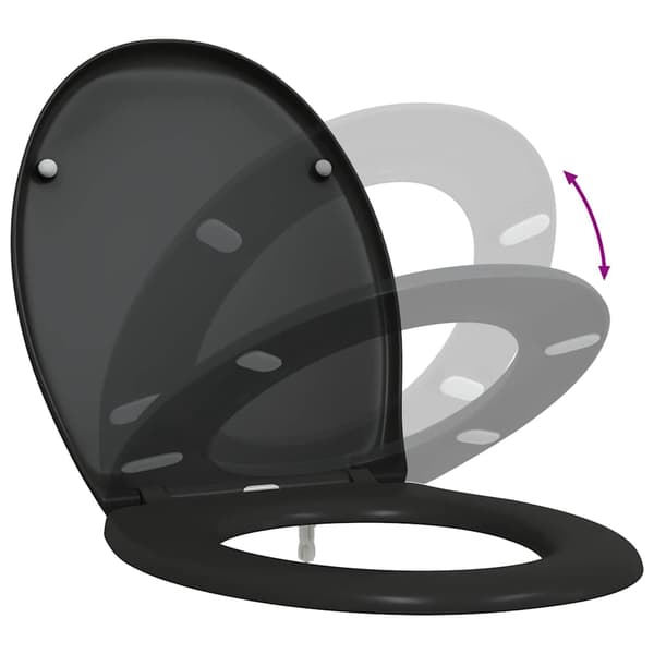 vidaXL Svart Plast Standard Toalettsits Oval Modern