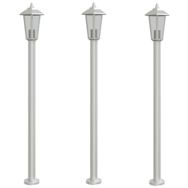 vidaXL Utendørs gulvlamper 3 stk sølv 120 cm rustfritt stål
