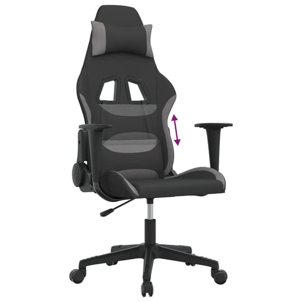 vidaXL gamingstol svart och ljusgrå tyg