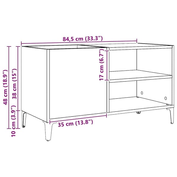 vidaXL Plateskap artisan eik 84,5x38x48 cm konstruert tre