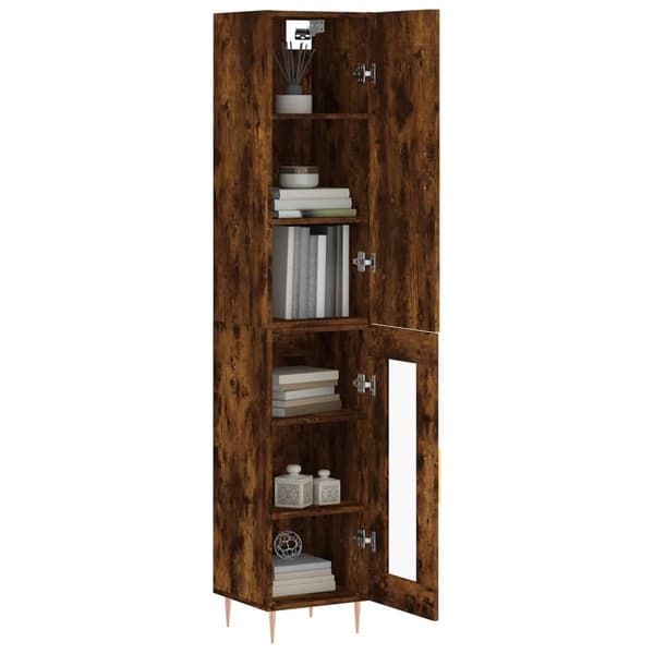 vidaXL Highboard røkt eik 34,5x34x180 cm konstruert tre