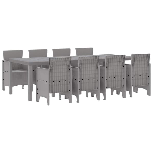 vidaXL Hage Spisegruppe 9 pcs Hvit Polt rattan